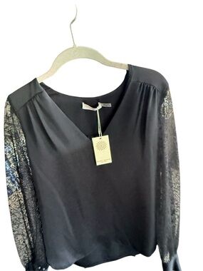Ramy Brook Black Top with Lace Detail